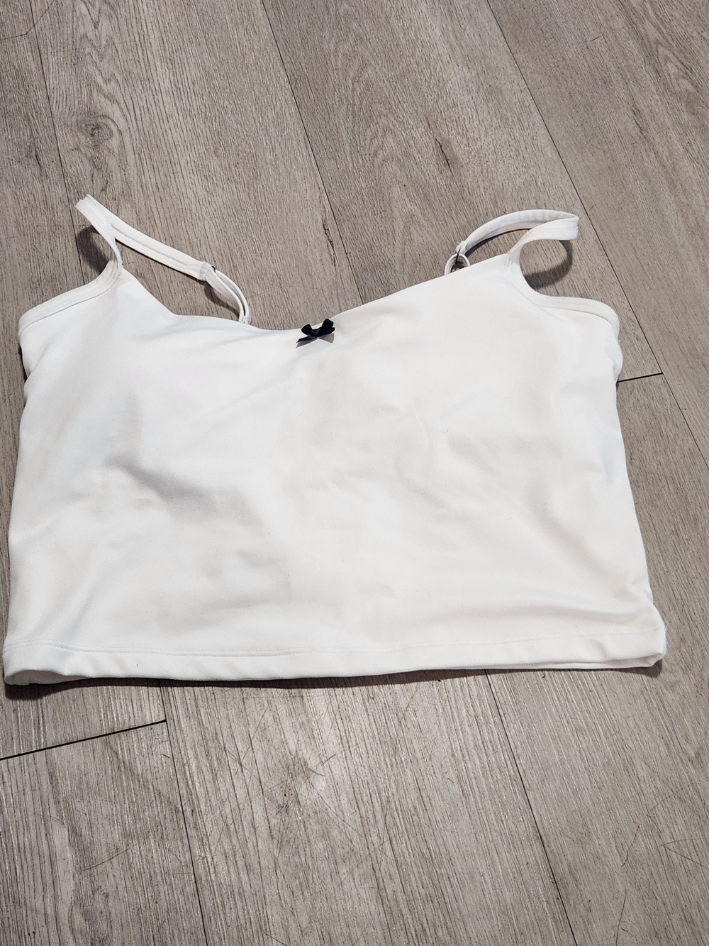 Gilly Hicks White Bow Strappy Crop Top Sports Bra Tank L